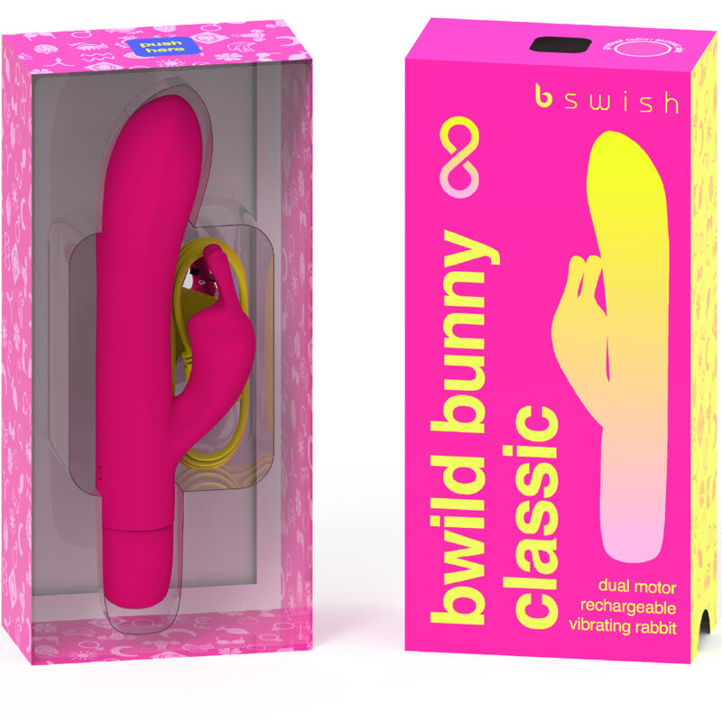 Clitoris & g-spot vibrator – B SWISH BWILD BUNNY INFINITE CLASSIC RECHARGEABLE VIBRATOR PINK SILICONE – oplaadbaar, waterdicht - Afbeelding 2