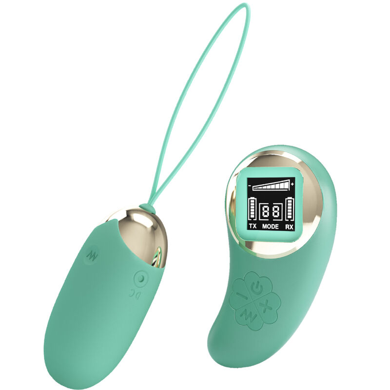 Afstandsbediening vibrator – PRETTY LOVE GREEN REMOTE CONTROL VIBRATING EGG MINE – oplaadbaar, batterijen