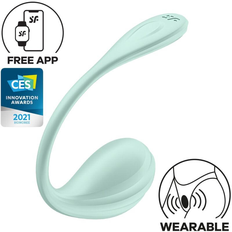 Draagbare vibrator – SATISFYER SMOOTH PETAL G - POINT STIMULATOR WATER GREEN FREE APP – oplaadbaar, waterdicht