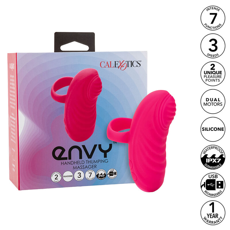 Mini vibrator – CALEXOTICS ENVY HANDHELD ROLLING BALL MASSAGER 7 VIBRATIONS PINK – oplaadbaar, waterdicht
