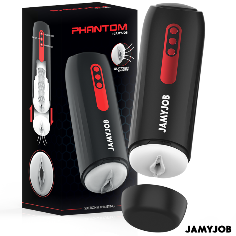 Vibrerende vagina – Jamyjob - Phantom Automatic Vagina Masturbator 5 Suction And Thrust Modes – waterdicht, oplaadbaar - Afbeelding 2
