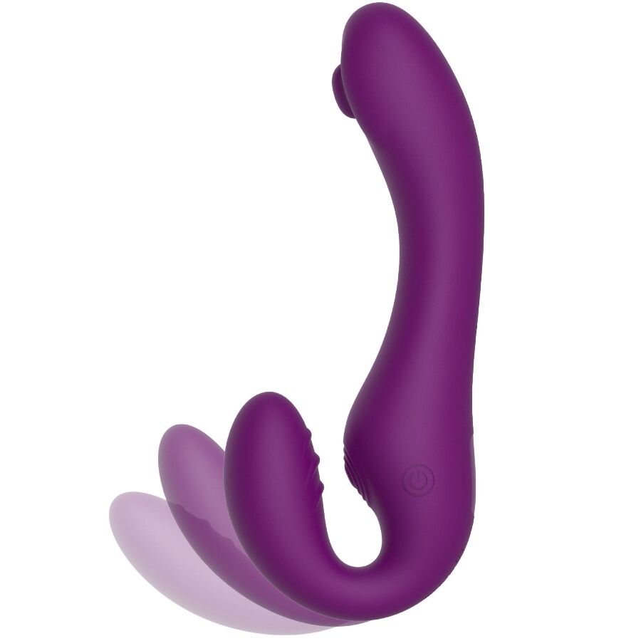 Clitoris & g-spot vibrator – XOCOON 2 IN 1 STRAPLESS STRAP - ON VIBRATOR WITH REMOTE CONTROL PURPLE – 19.5 cm, oplaadbaar - Afbeelding 4