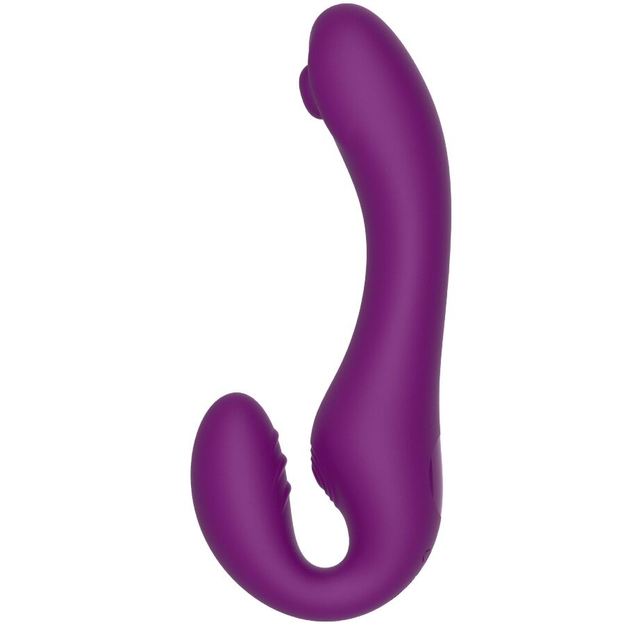 Clitoris & g-spot vibrator – XOCOON 2 IN 1 STRAPLESS STRAP - ON VIBRATOR WITH REMOTE CONTROL PURPLE – 19.5 cm, oplaadbaar - Afbeelding 5