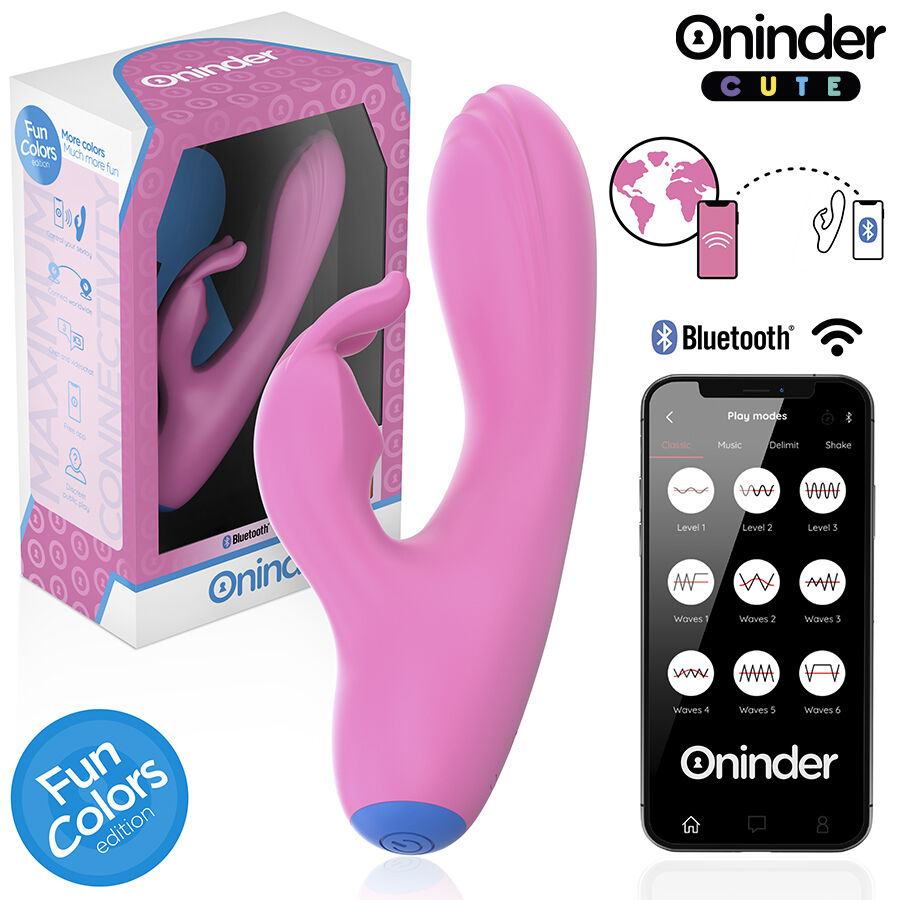 Clitoris & g-spot vibrator – ONINDER CUTE LOVE BUNNY VIBRATOR G - SPOT CLITORIS - FREE WORLDWIDE APP – 14.5 cm, oplaadbaar