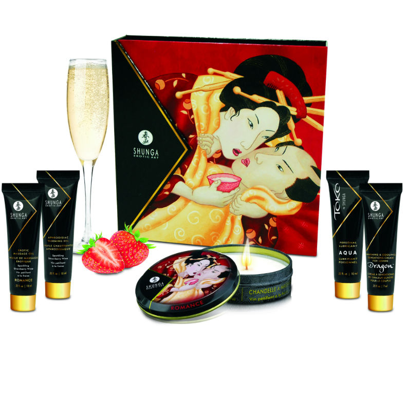 Massage set – Shunga – Secret Geisha Aardbei & Cava – 10 ml