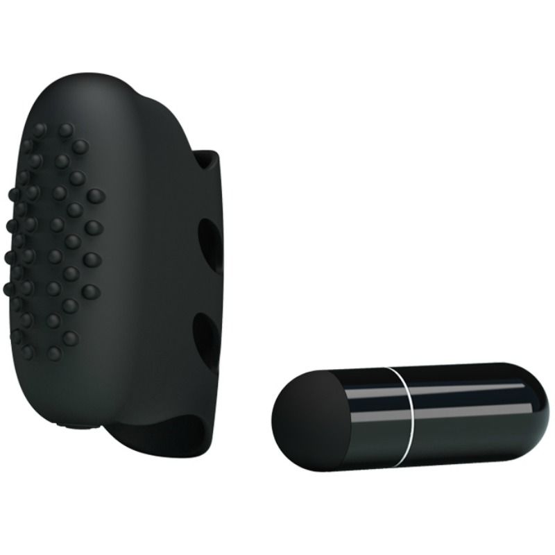 Mini vibrator – PRETTY LOVE - FLIRTATION STEWARD BLACK VIBRATION THIMBLE – batterijen, siliconen