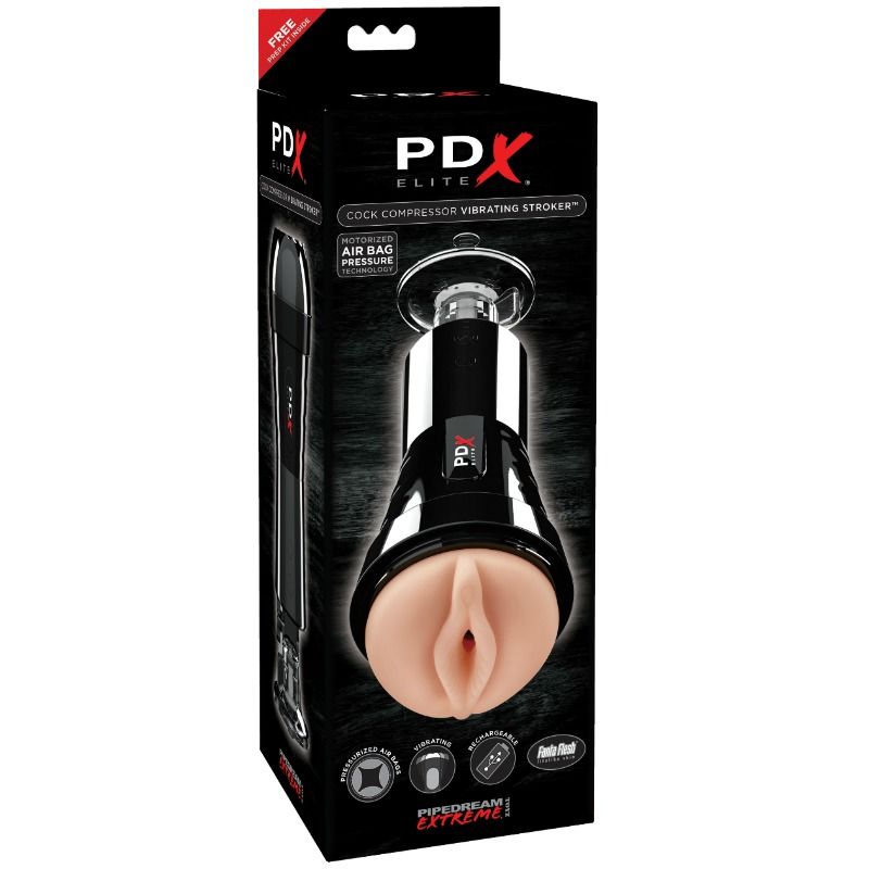 Masturbator voor mannen – PDX ELITE COCK COMPRESSOR VIBRATING STROKER – oplaadbaar